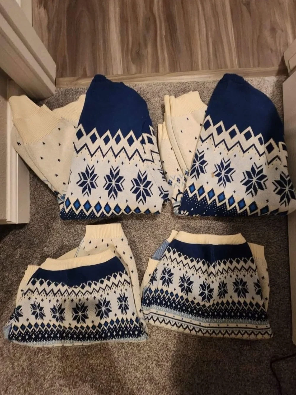 Cozy Blue & Cream Nordic Knit Dog and Human Sweater Bundle